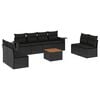vidaXL Set de sof&aacute;s de jard&iacute;n 8 piezas y cojines rat&aacute;n sint&eacute;tico negro