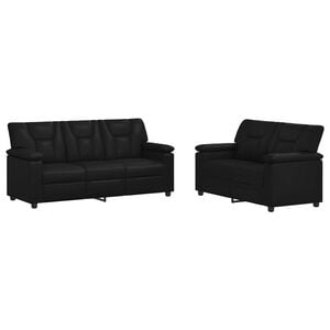 vidaXL Juego de Sof&aacute; 2 pcs Negro Cuero sint&eacute;tico