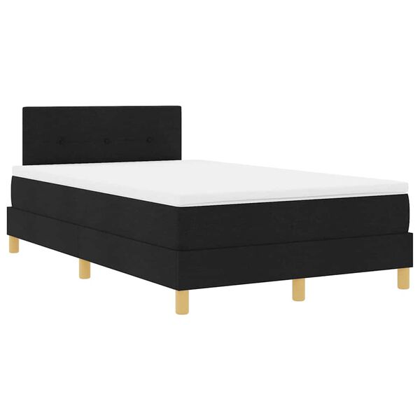 vidaXL Cama Box Spring LED con colch&oacute;n con LED Negro 120 x 190 cm tela