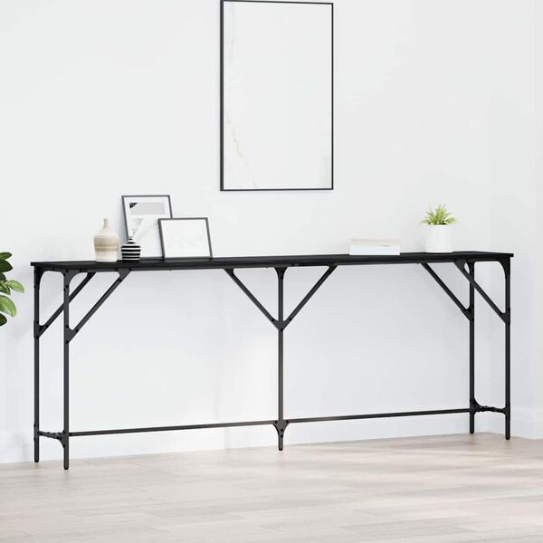vidaXL Mesa Consola Roble negro 200 x 29 x 75 cm
