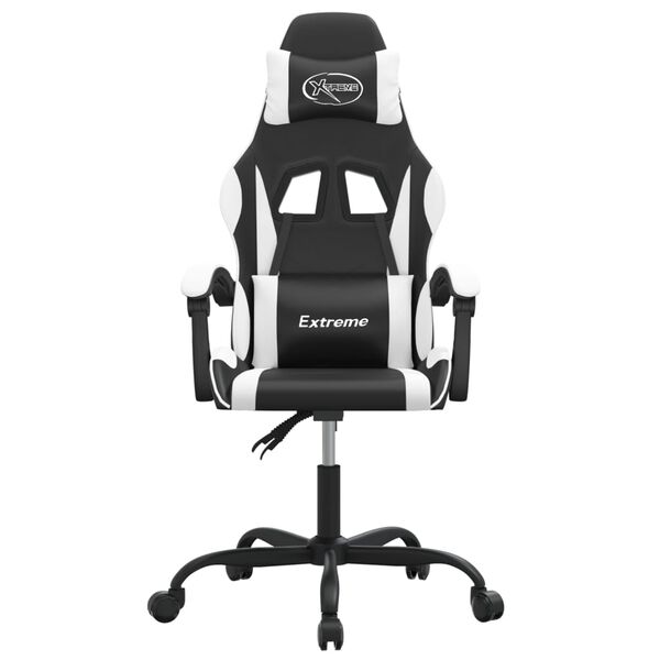 vidaXL Silla gaming giratoria cuero sint&eacute;tico negro y blanco