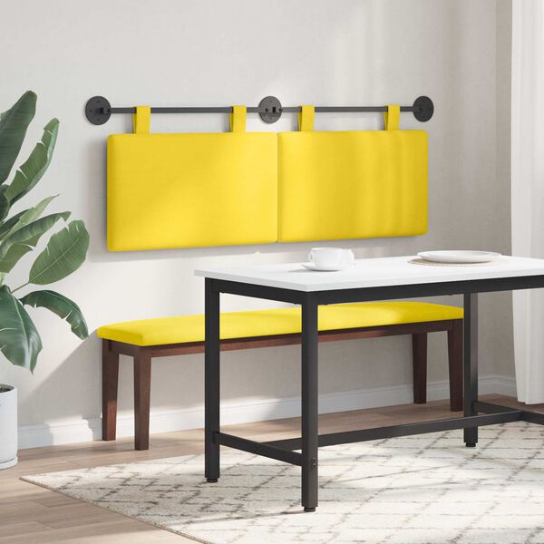 vidaXL Cabecera Colgante Amarillo Claro 150 x 55 x 5 cm Tela de Pana