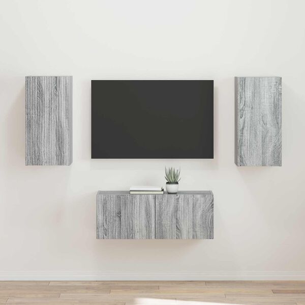 vidaXL Conjunto de mueble de TV 2 pcs Gris Sonoma Madera de ingenier&iacute;a