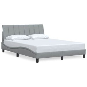 vidaXL Estructura de cama sin colch&oacute;n Hanko tela gris claro 140x190 cm