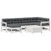 vidaXL Set muebles jard&iacute;n 7 pzas con cojines madera maciza pino blanco