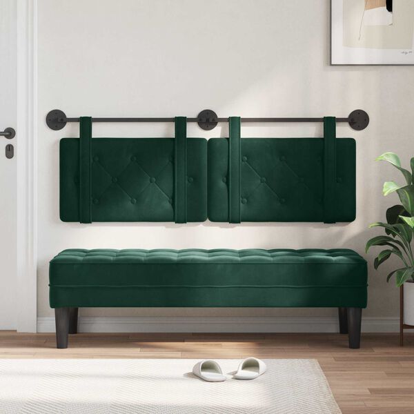 vidaXL Cabecera Colgante Verde oscuro 150 x 55 x 5 cm Terciopelo