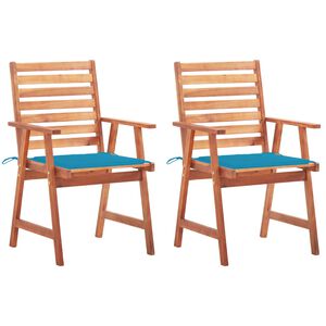 vidaXL Sillas comedor de jard&iacute;n y cojines 2 uds madera maciza acacia