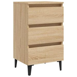 vidaXL Mesita de noche y patas de metal roble Sonoma 40x35x69 cm