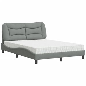 vidaXL Cama con colch&oacute;n Hvar tela gris claro 120x200 cm