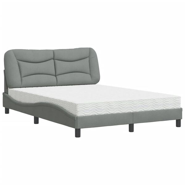 vidaXL Cama con colch&oacute;n Hvar tela gris claro 120x200 cm