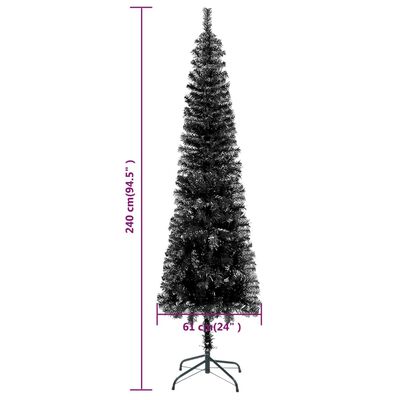 vidaXL Árbol de Navidad delgado con luces negro 240 cm