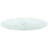 vidaXL Tablero de mesa diseño mármol vidrio templado blanco Ø80x1 cm