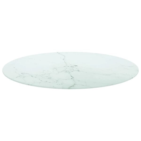 vidaXL Tablero de mesa diseño mármol vidrio templado blanco Ø80x1 cm