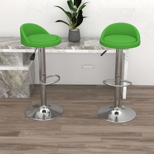 vidaXL Taburetes de cocina 2 unidades cuero sint&eacute;tico verde