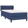 vidaXL Cama box spring con colch&oacute;n tela azul 90x200 cm