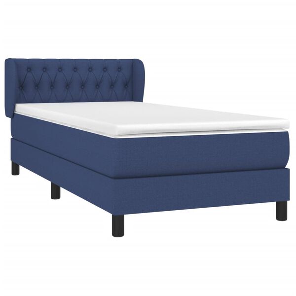 vidaXL Cama box spring con colch&oacute;n tela azul 90x200 cm