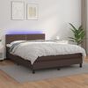 vidaXL Cama box spring colch&oacute;n y LED cuero sint&eacute;tico marr&oacute;n 140x200 cm