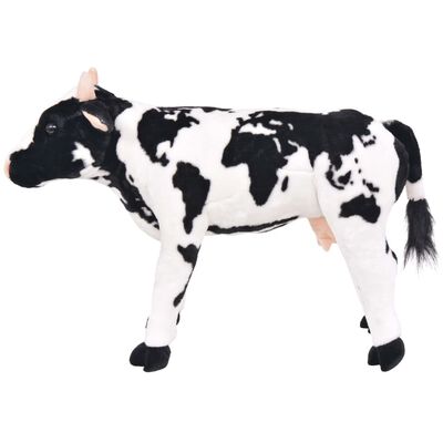 vidaXL Vaca de peluche de pie color negro y blanco XXL
