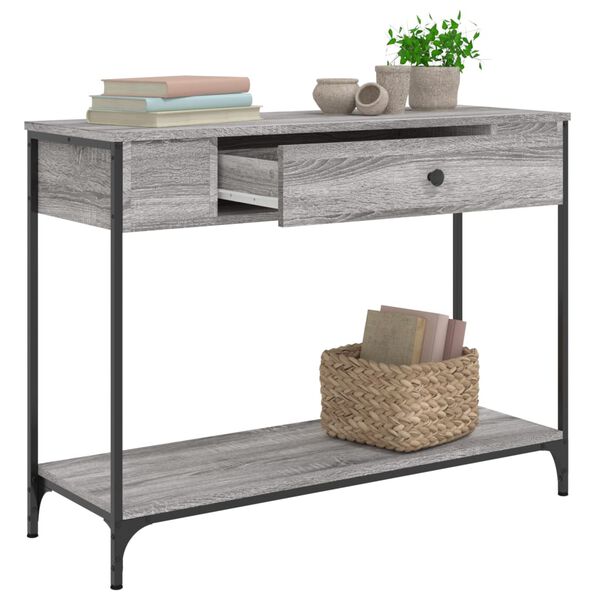 vidaXL Mesa consola madera de ingenier&iacute;a gris Sonoma 100x34,5x75 cm
