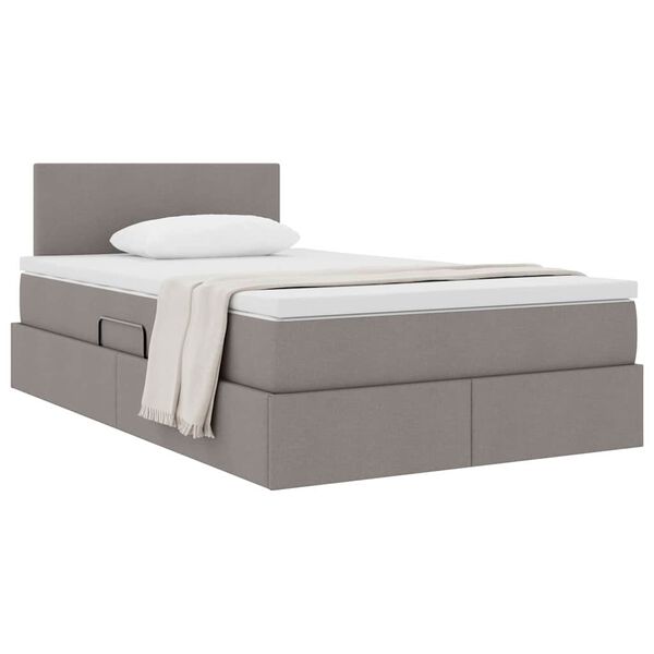 vidaXL Cama con almacenamiento y colch&oacute;n Taup&eacute; 120 x 190 cm