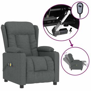 vidaXL Sill&oacute;n de masaje el&eacute;ctrico tela gris oscuro