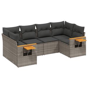 vidaXL Set de muebles de jard&iacute;n 6 pzas y cojines rat&aacute;n sint&eacute;tico gris