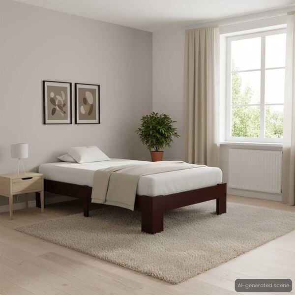 vidaXL Estructura cama sin colch&oacute;n madera pino marr&oacute;n oscuro 100x200cm