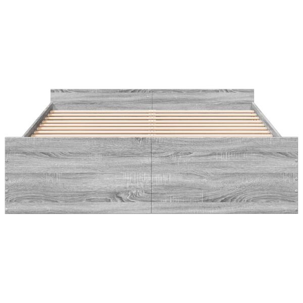 vidaXL Cama con cajones madera ingenier&iacute;a gris Sonoma 140x200 cm