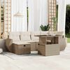 vidaXL Set sof&aacute;s de jard&iacute;n 7 piezas y cojines rat&aacute;n sint&eacute;tico beige