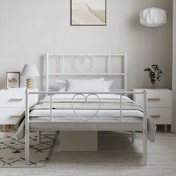 vidaXL Estructura cama sin colchón con estribo metal blanco 100x200 cm