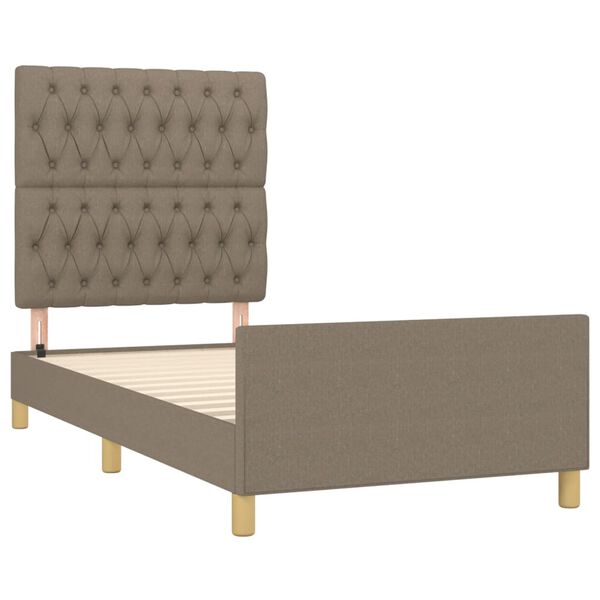 vidaXL Estructura de cama sin colch&oacute;n tela gris taupe 90x190 cm