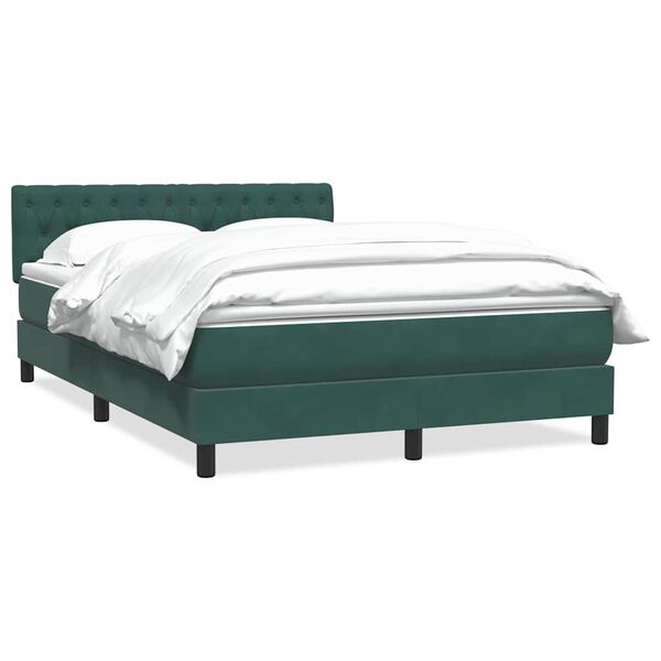 vidaXL Cama box spring con colchón terciopelo verde oscuro 140x220 cm