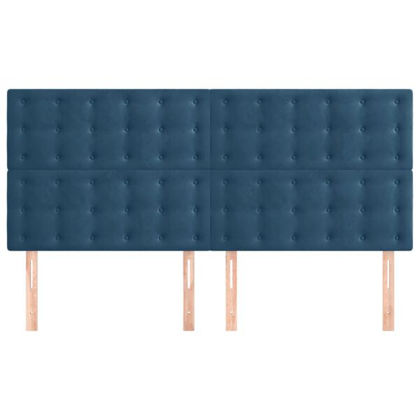 vidaXL Cabecero de cama azul oscuro 160x5x118/128 cm Terciopelo
