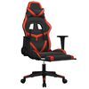 vidaXL Silla gaming de masaje y reposapi&eacute;s cuero sint&eacute;tico negro rojo