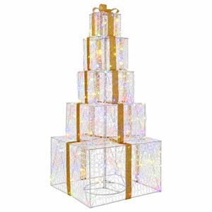 vidaXL Cajas de regalo de Navidad apilables con LED 250 LED Multicolor