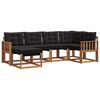 vidaXL Conjunto de sof&aacute;s de exterior 6 uds. Natural y negro