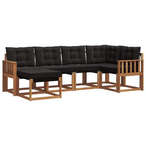 vidaXL Conjunto de sof&aacute;s de exterior 6 uds. Natural y negro