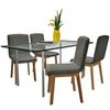 vidaXL Sillas de comedor 4 uds tela gris claro y madera maciza roble