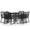 vidaXL Juego de comedor para jard&iacute;n 7 piezas negro