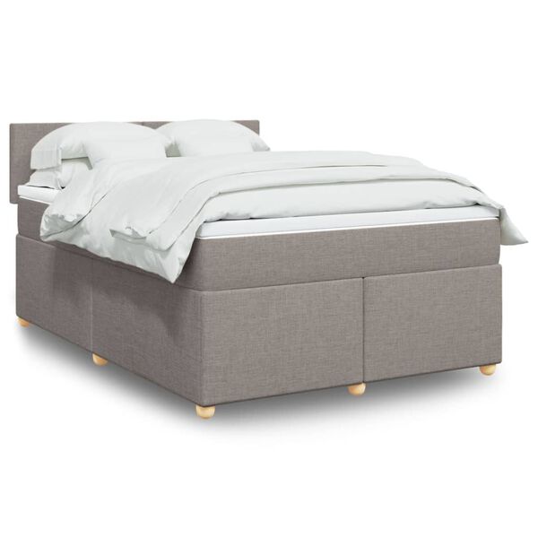 vidaXL Cama box spring con colch&oacute;n tela gris taupe 140x190 cm