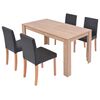 vidaXL Sillas y mesa comedor 5 piezas roble y cuero artificial negro