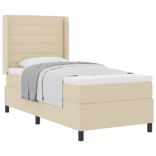 vidaXL Cama tipo Box Spring con colch&oacute;n Crema 80 x 200 cm tela