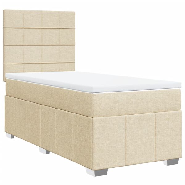 vidaXL Cama box spring con colch&oacute;n tela color crema 90x200 cm
