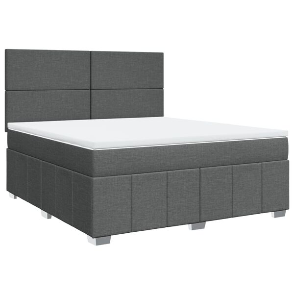 vidaXL Cama box spring con colch&oacute;n tela gris oscuro 180x200 cm