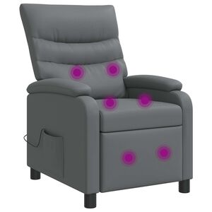 vidaXL Silla de masajes reclinable Gris Cuero sint&eacute;tico