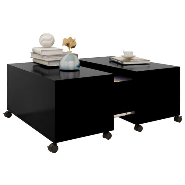 vidaXL Mesa de centro madera contrachapada negro 75x75x38 cm