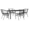 vidaXL Juego de comedor jard&iacute;n 5 piezas rat&aacute;n sint&eacute;tico vidrio negro