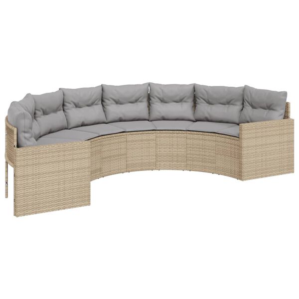 vidaXL Set de sofá de jardín semicircular 3 pzas ratán sintético beige
