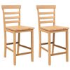 vidaXL Taburetes de bar 2 uds madera maciza natural caucho