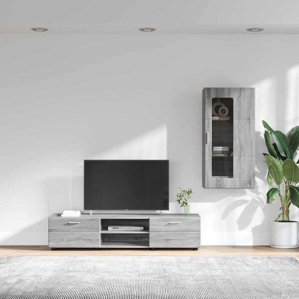 vidaXL Conjunto de mueble de TV con caj&oacute;n FLORIN Gris Sonoma